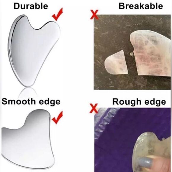 NEW WITH BOX STAINLESS STEEL GUA SHA SILVER - Picture 9 of 9
